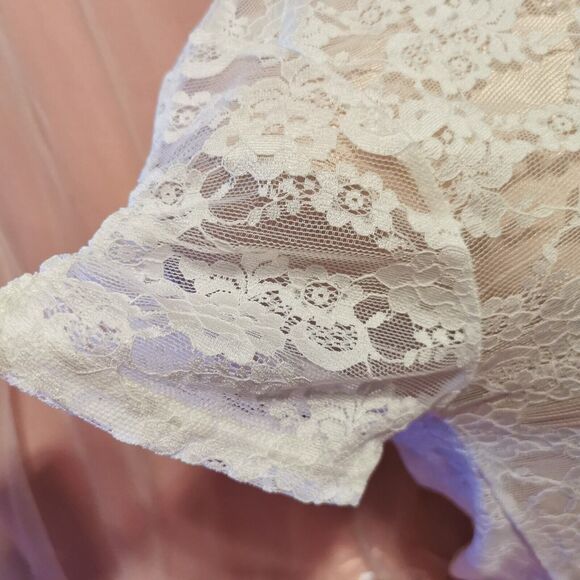Cecil Mcbee Top Women's Small White Lace Party Casual Sheer Festival Costume Y2K - Picture 6 of 12